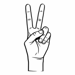 Vector art of a clean vector illustration shows a hand making the peace sign, the artwork is a simple yet striking representation of peace and unity