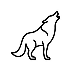 Vector art of a striking black outline of a wolf howling, its head raised to the sky, the minimalist design captures the essence of the wild and untamed spirit of the animal