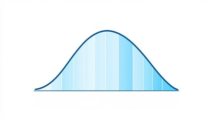 A simple, stylized graph shows a bell curve in gradient blue, representing statistical distribution or probability.