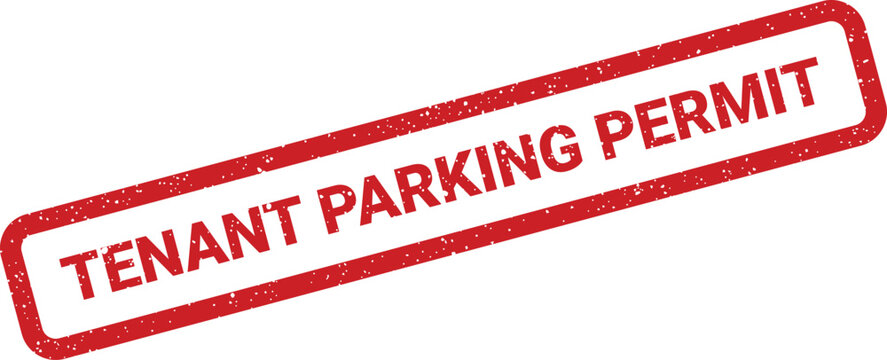Textured rubber stamp graphic indicating an official tenant parking permit for designated residential areas