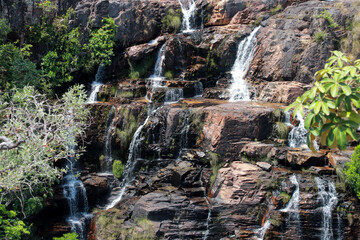 The Waterfall known as Almecegas I in Chapada Veadeiros near the City of Alto Paraiso 