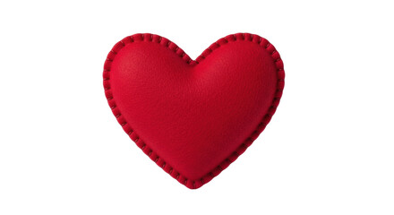 Isolated red felt heart with blanket stitch for crafting romantic sentiments close up