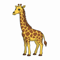 Fototapeta premium Illustration of a Tall Giraffe A Majestic African Animal with Distinctive Brown Spots and a Long Neck, Standing Proudly