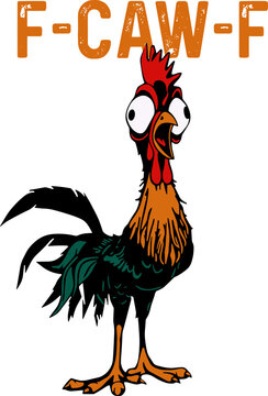 Funny F-Caw-F Chicken Svg, Screaming Rooster Svg,Crazy Hen Svg,Farm Animal Svg
