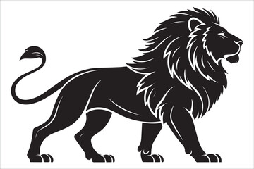 Minimalist Black and White Lion Silhouette Vector Illustration