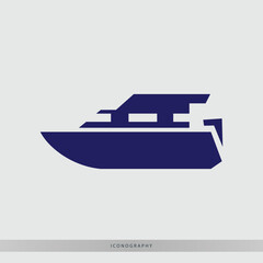 Sleek modern yacht icon symbolizing luxury travel and maritime adventure for your next project
