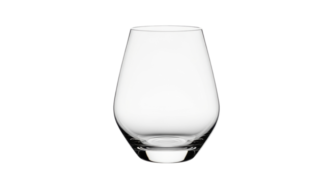 Isolated stemless wine glass, clean design, drinkware vessel for beverage service use at home