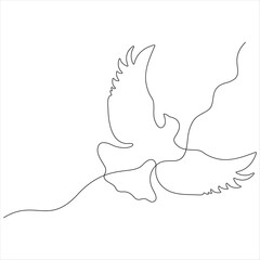 Continuous line drawing of flying bird minimalist bird pigeon outline style illustration