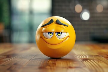 Yellow emoji with raised eyebrow and smirk expression