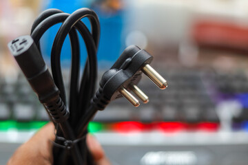 Black colour Power Cable close up photo