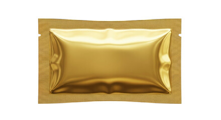 Isolated Gold Packaging for Facial Mask or Cream Sachets for Product Mockups and Design