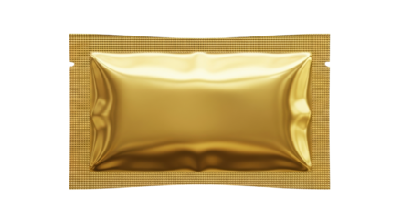 Isolated Gold Packaging for Facial Mask or Cream Sachets for Product Mockups and Design