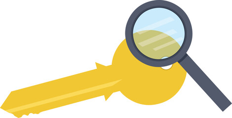 vector illustration key and magnifying glass in keyword concept icon