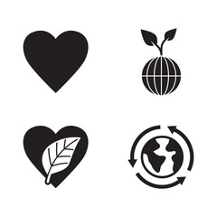 Four Solid Ecology Icons Set