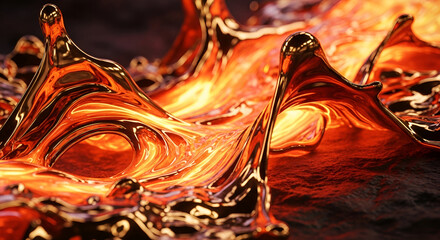 Abstract Glossy Liquid Gold Flowing Surface Metallic Close up Texture