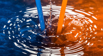 Dynamic Fluid Motion Liquid Abstract Art with Blue and Orange Colors