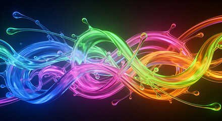 Abstract Dynamic Fluid Splash with Gradient Colorful Liquid Element Background