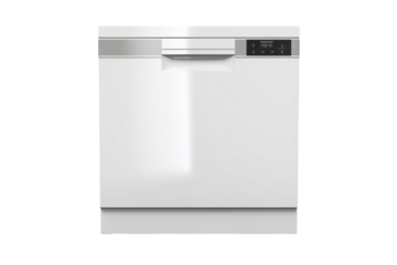 Modern white dishwasher appliance for home kitchens