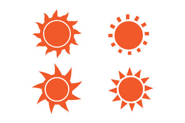 Hand drawn   sun with rays flat icon	set