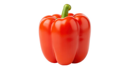 Isolated fresh red bell pepper with green stem, healthy food, cooking ingredient