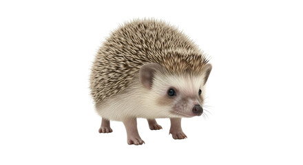 Isolated hedgehog portrait with textured spikes, small mammal, pointy nose and cute snout