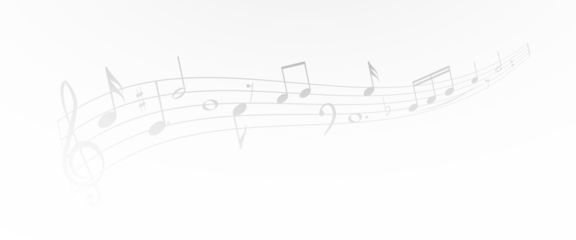 Musical notes, stave with flying notes, melody sketch with musical staff wave, comic, vector, png. Musical background for design or advertising.	
