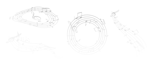 Musical notes, stave with flying notes, melody sketch with musical staff wave, comic, vector, png. Musical background for design or advertising.	
