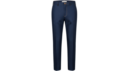 Isolated dark blue trousers for men with button and stitching for fashion and clothing design