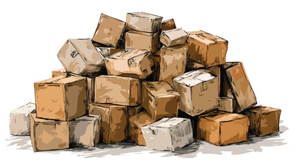 Messy Stack of Cardboard Boxes in Vector Illustration