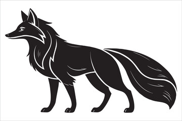 Geometric Stylized Fox Design in Monochrome