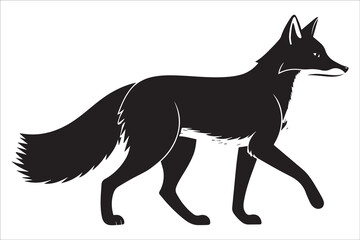 Minimalist Black and White Fox Silhouette Illustration