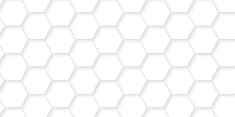 Abstract pattern hexagonal white technology line paper background. Hexagonal grid tile mosaic structure mess cell design. white and gray hexagon honeycomb football geometric copy space business text.	