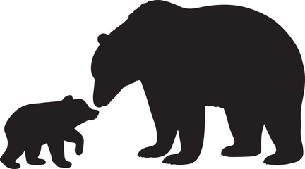 Bear and Cub Animals Silhouette Vector Illustration