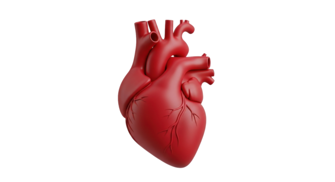 Isolated anatomical human heart model for cardiology surgery or medical school study