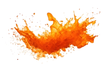 Vibrant orange liquid splash against a black backdrop