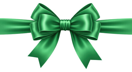 Isolated green satin ribbon with a bow for wrapping presents and other gifts beautifully