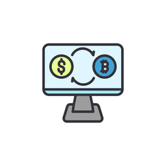 Two monitors showing currency balance and Bitcoin, symbolizing cryptocurrency trading, financial exchange platforms, and digital market analytics.