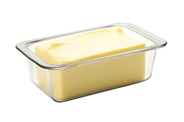 Fresh butter in a clear glass dish ready to be served