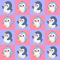 seamless pattern with penguins