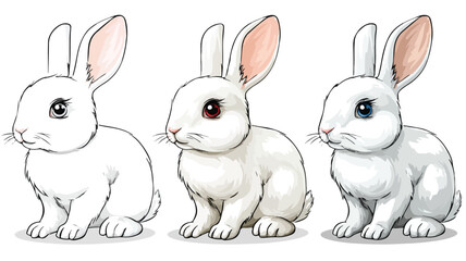 Cute White Bunny Rabbit Cartoon Illustration Vector for Children's Designs