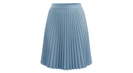 Isolated powder blue pleated skirt, midi length, soft elegant apparel with a simple design