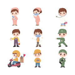 Q version hand-painted children's professional character illustrations