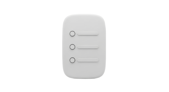 Isolated Modern Remote Control with Three Buttons, Rounded Rectangle Design and Gray Shade