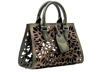 Stylish camouflage tote bag with laser cut floral design