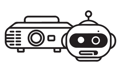 Artificial Intelligence Robots Silhouette Vector Set, Futuristic AI and Machine Technology Icons