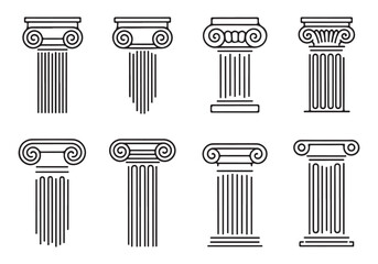 Classical Columns Vector Pack, Ancient Greek and Roman Pillar Outline Illustration
