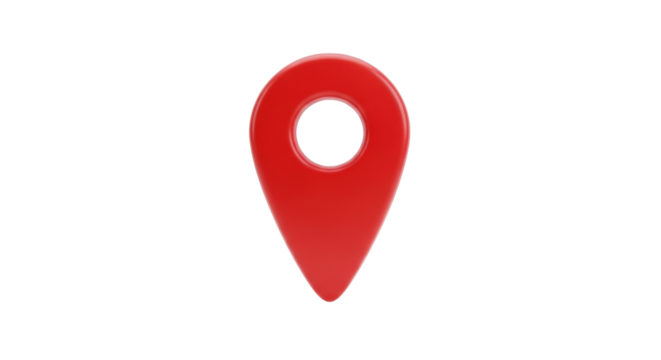 Isolated Shiny Red Map Pointer Icon Symbol Sign on a Clean Surface for Location Marking