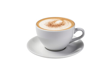 Cappuccino with cinnamon served in a white ceramic cup