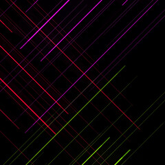 Vibrant Neon Diagonal Light Strips In Purple Pink Green On Black Background For Abstract Design