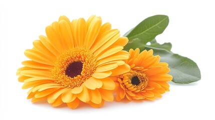 flower, orange, daisy, gerbera, yellow, isolated, nature, bloom, plant, gerber, blossom, macro, flowers, flora, calendula